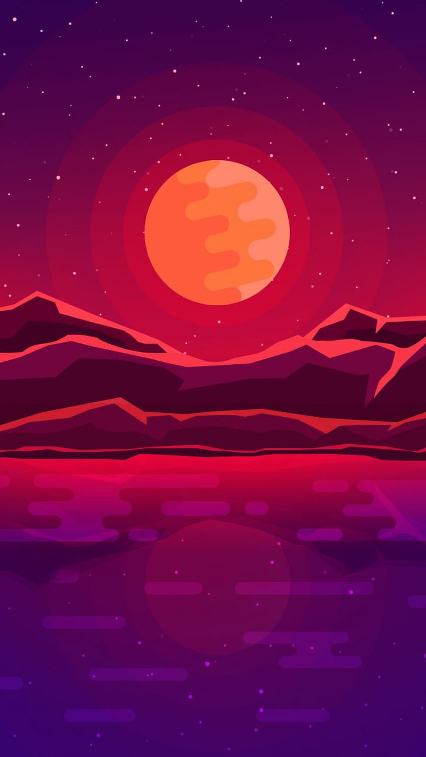 Moon rays, red space, sky, abstract, mountains, . Mkb , Art , Mountain HD phone wallpaper