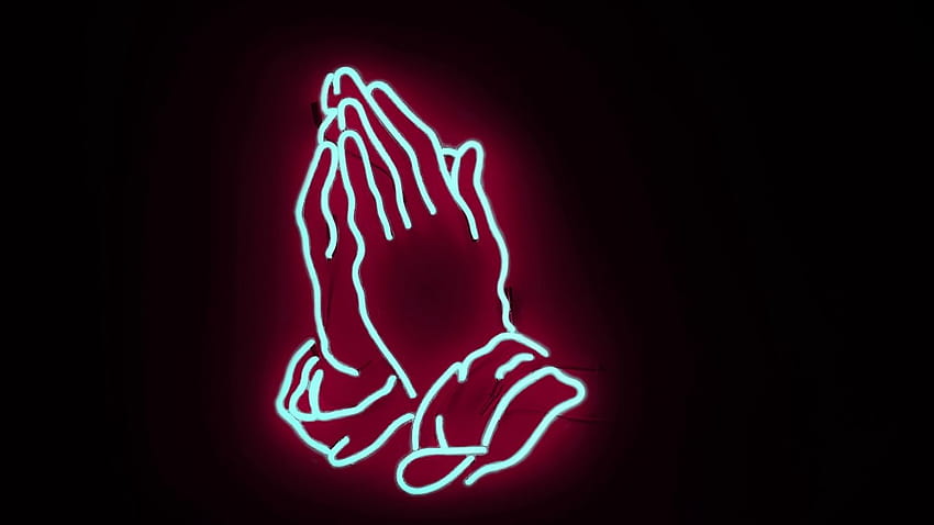 neon, hands, prayer tablet, Cool Neon Laptop HD wallpaper