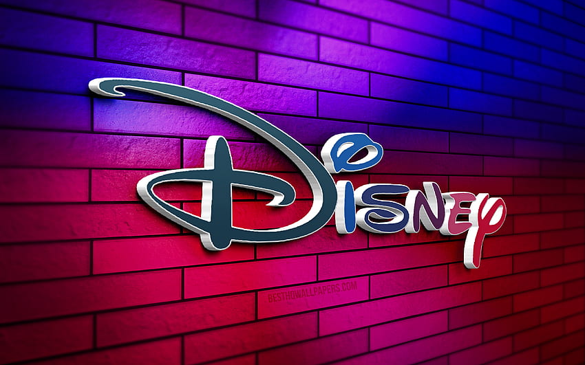 Disney 3D logo, , colorful brickwall, creative, brands, Disney logo, 3D ...