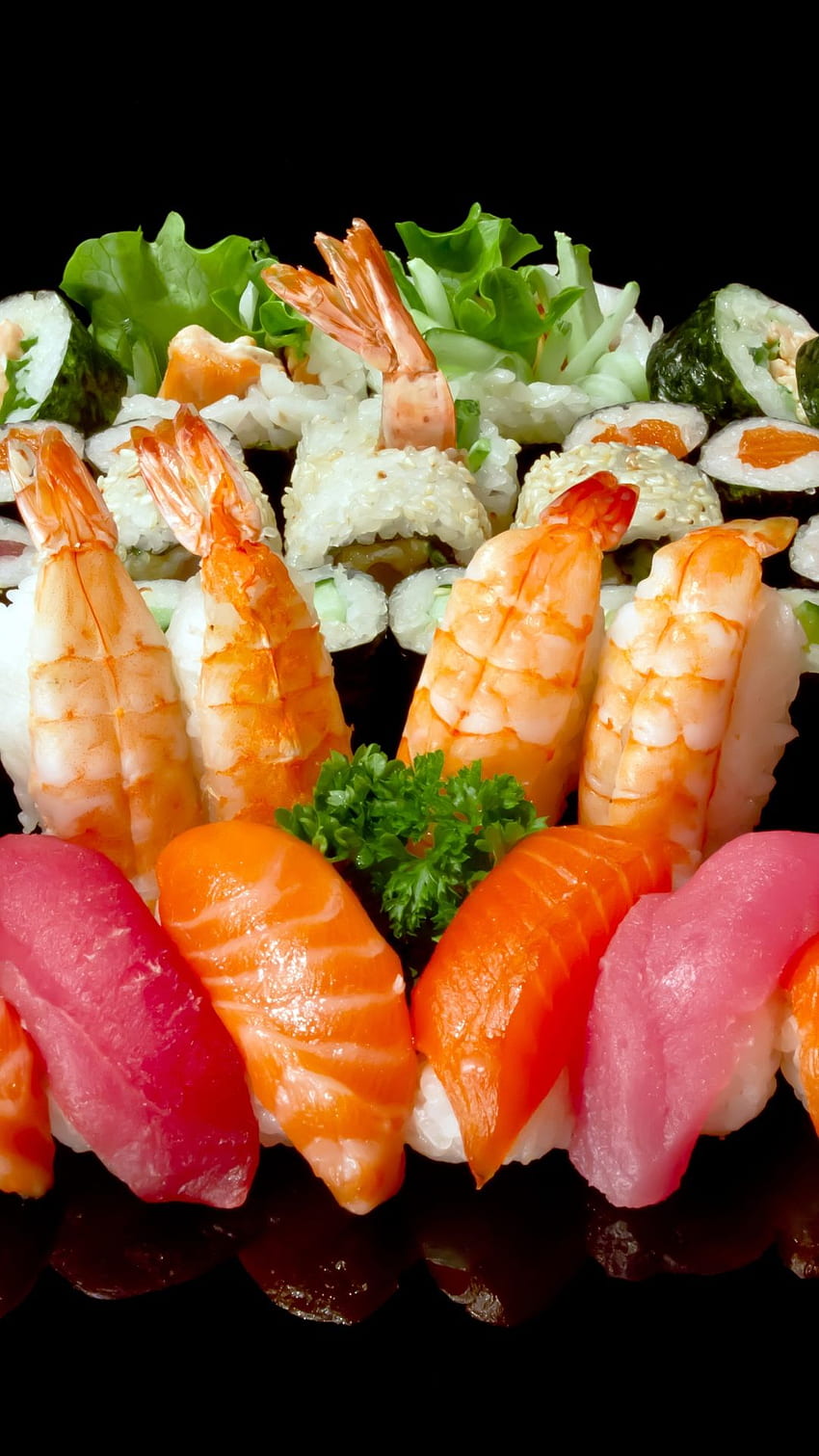 Rolls Sushi Plate A Lot Seafood iPhone 8 HD phone wallpaper