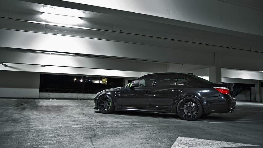 Sedan preto, carro, BMW E60 papel de parede HD