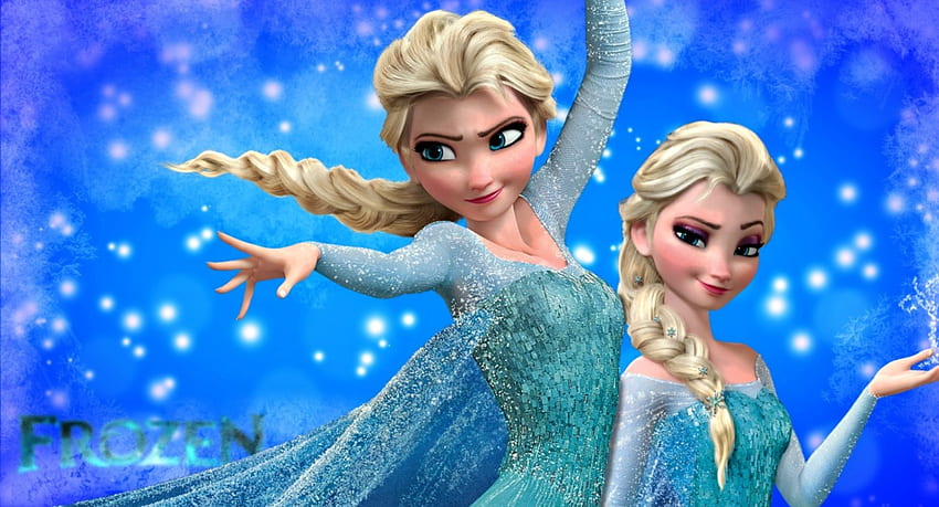 Elsa, mavi, kış, dondurulmuş, sarışın, disney, kız, kar kraliçesi, kar taneleri, anime, fantezi, film, prenses HD duvar kağıdı