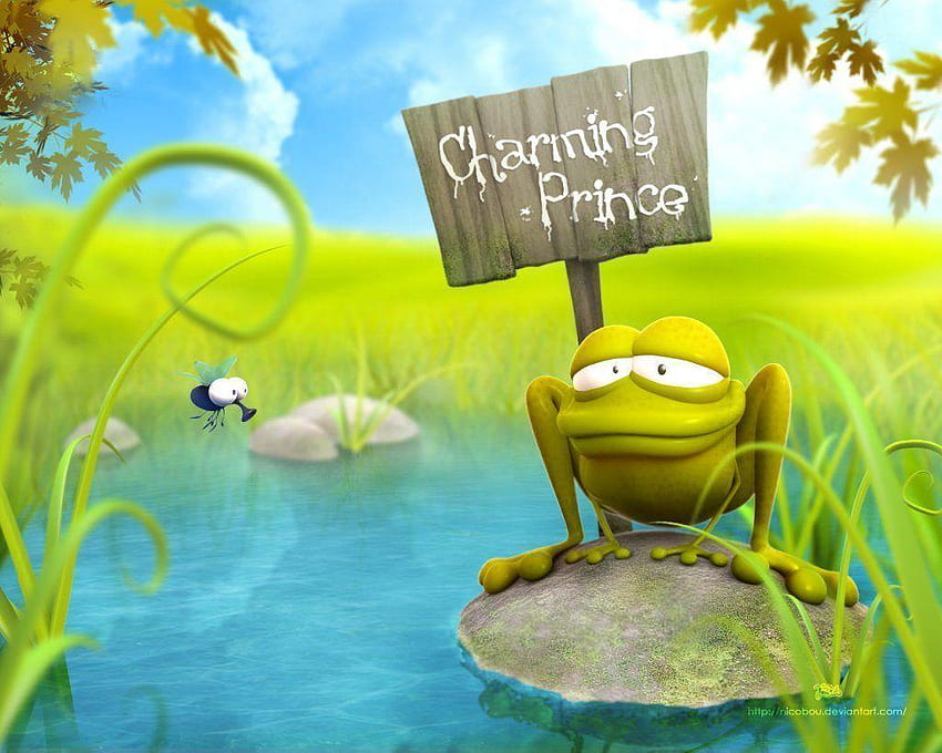 Cartoon Frog, Water Cartoon HD wallpaper