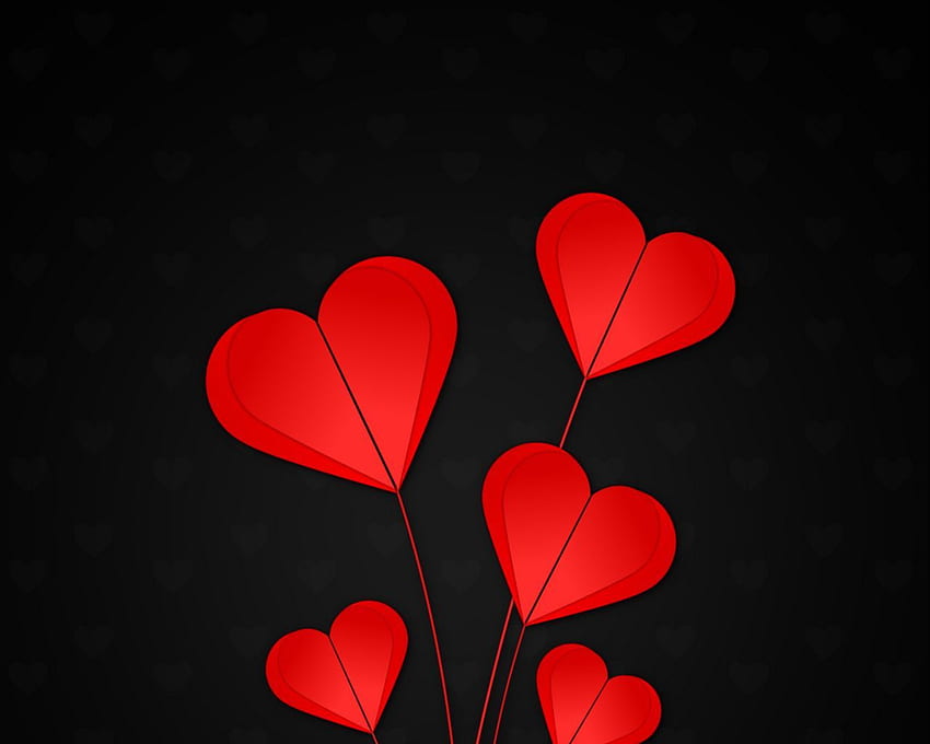 Hearts, red, black background standard 5:4 background HD wallpaper | Pxfuel