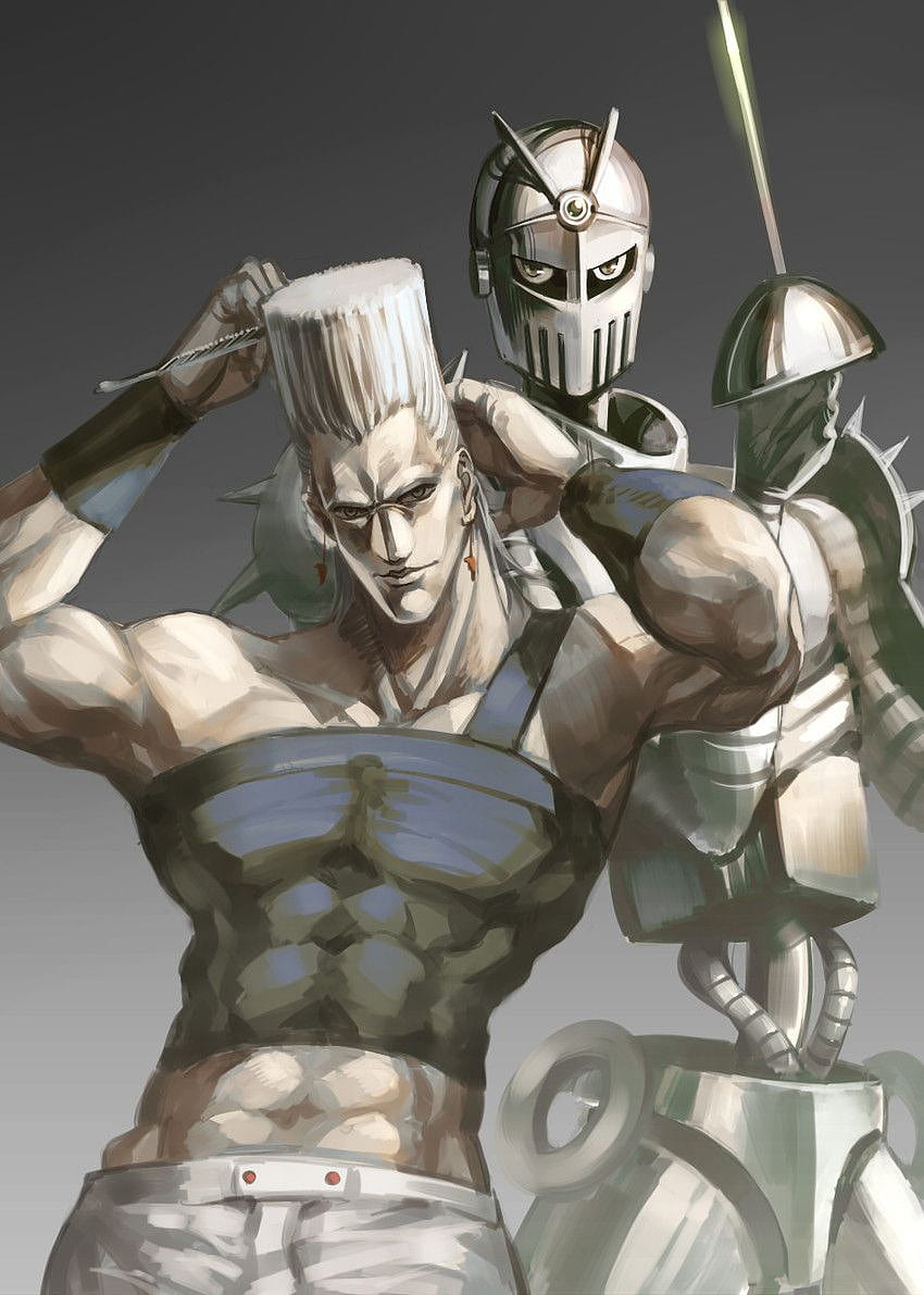 jean pierre polnareff, silver chariot, and chariot requiem (jojo no kimyou  na bouken and 1 more) drawn by sempon_(doppio_note)