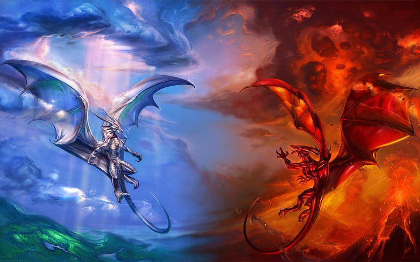 3840x2160px, 4K Free download | Ice And Fire Dragons Fighting, Anime ...