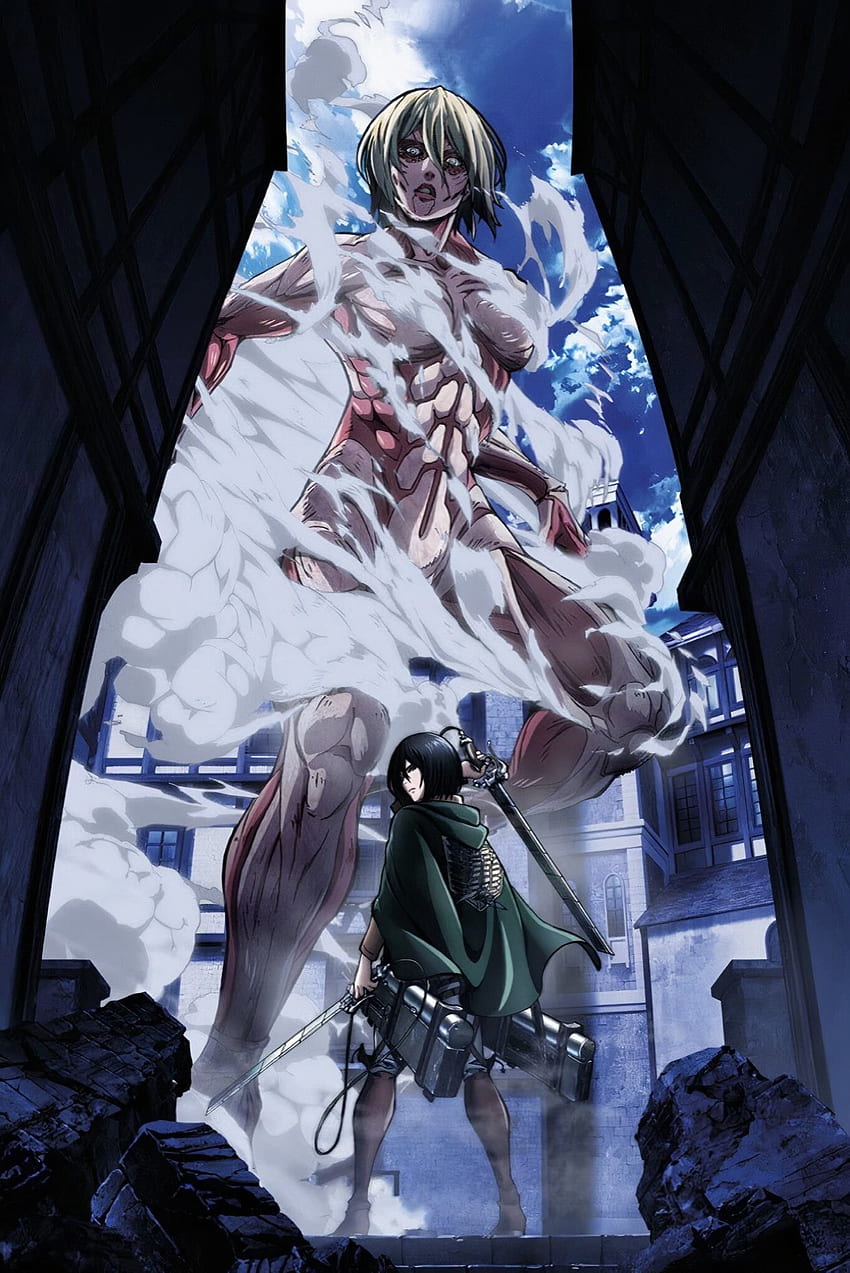 Mikasa et le Titan fém, snk, aot fondo de pantalla del teléfono