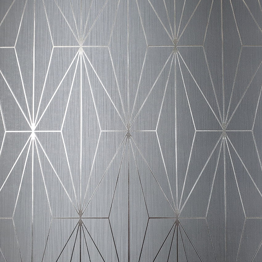 WM70301401 Linee geometriche Ombre Grey Silver Metallic Textur – wallcoveringsmart, Ombre Triangle Sfondo del telefono HD