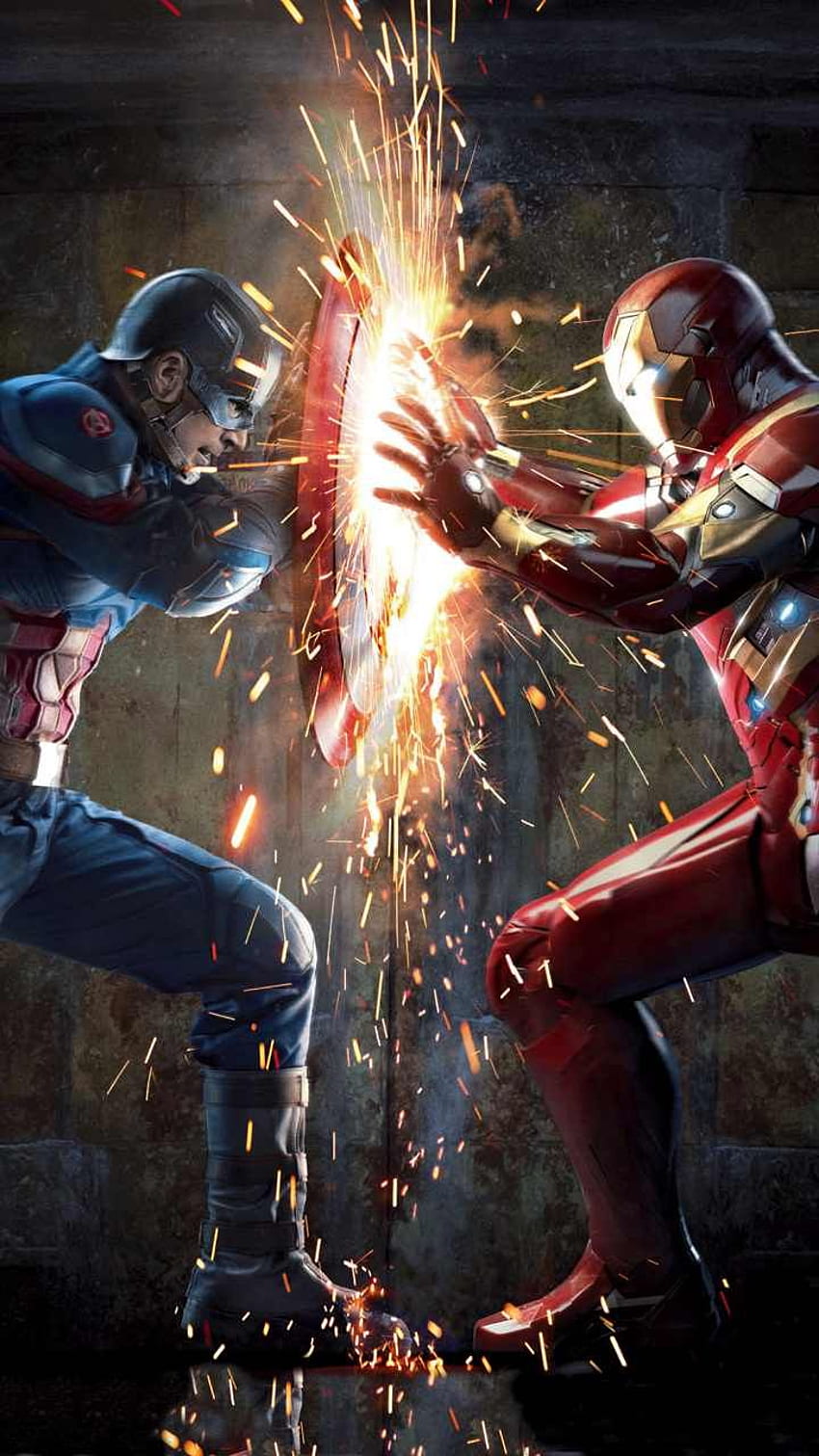Captain America gegen den Ironman-Bürgerkrieg. Kapitän Amerika HD-Handy-Hintergrundbild