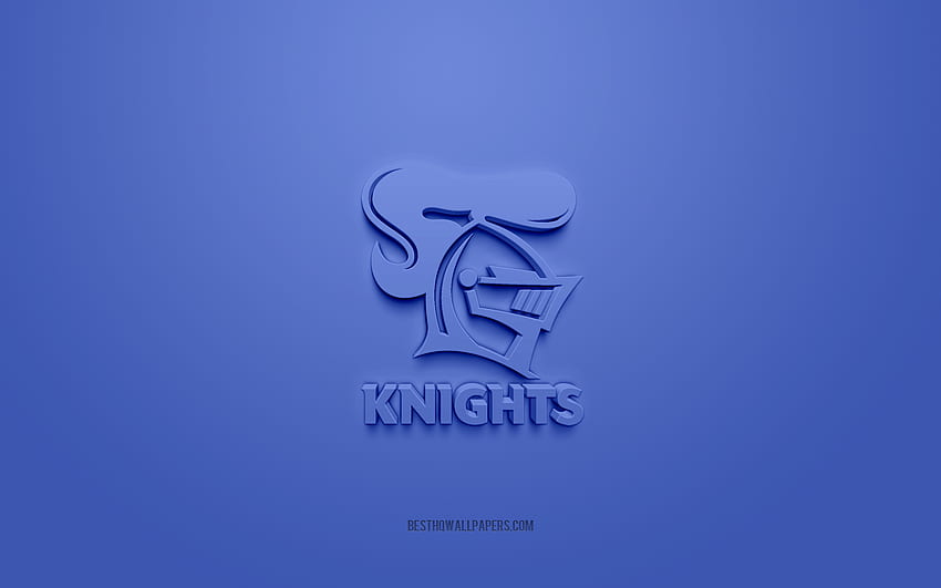 Newcastle Knights, kreatives 3D-Logo, blauer Hintergrund, National Rugby League, 3D-Emblem, NRL, australische Rugby-Liga, Newcastle, Australien, 3D-Kunst, Rugby, Newcastle Knights 3D-Logo HD-Hintergrundbild