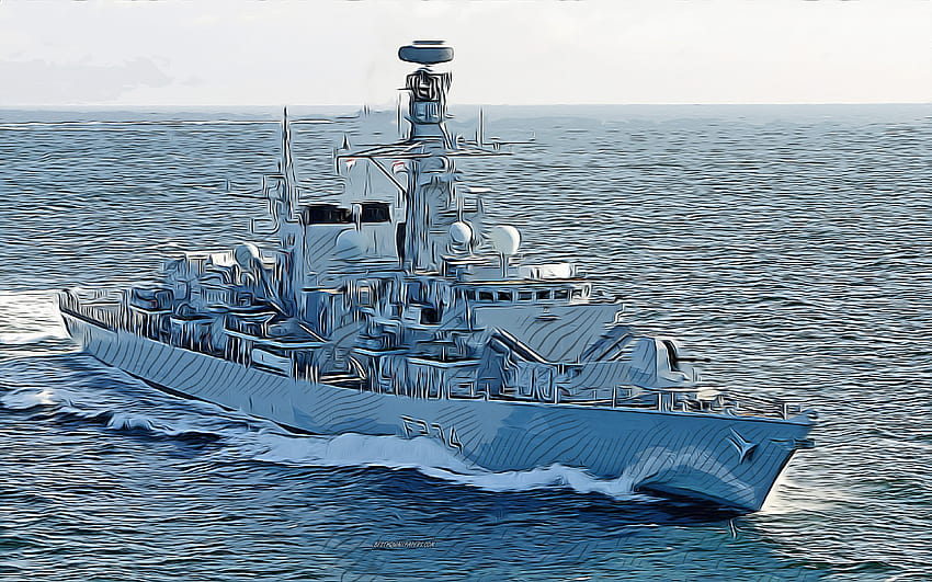 HMS Iron Duke, F234, , arte vettoriale, disegno HMS Iron Duke, arte creativa, arte HMS Iron Duke, disegno vettoriale, navi astratte, HMS Iron Duke F234, Royal Navy Sfondo HD