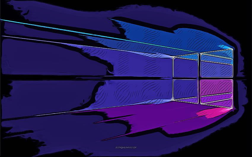 Logotipo de Windows 10, arte vectorial, dibujo de Windows 10, arte creativo, arte de Windows 10, dibujo vectorial, Windows 10, arte grunge, Windows fondo de pantalla