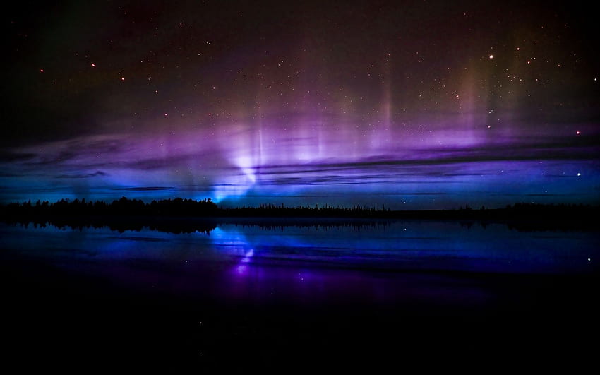 Purple and neon blue night skyscapes background. Night sky , Landscape , Northern lights HD wallpaper