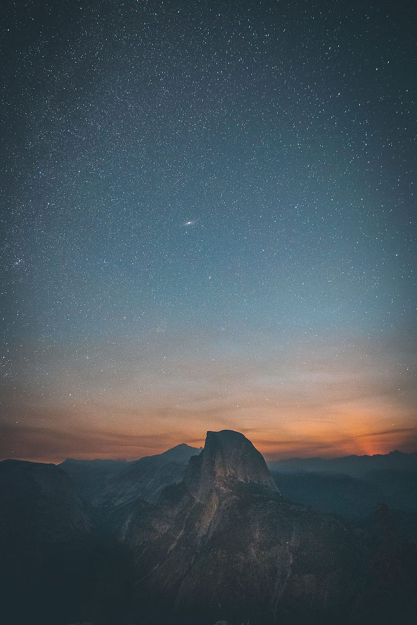 Natur, Gebirge, Nacht, USA, Gipfel, Sternenhimmel, Vereinigte Staaten, Yosemite Valley HD-Handy-Hintergrundbild