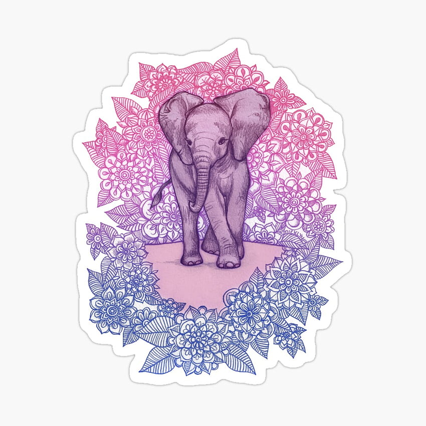 Słodki mały słoń w różowym, fioletowym i niebieskim nadruku autorstwa micklyn. Redbubble, Telefon Baby Elephant Tapeta na telefon HD
