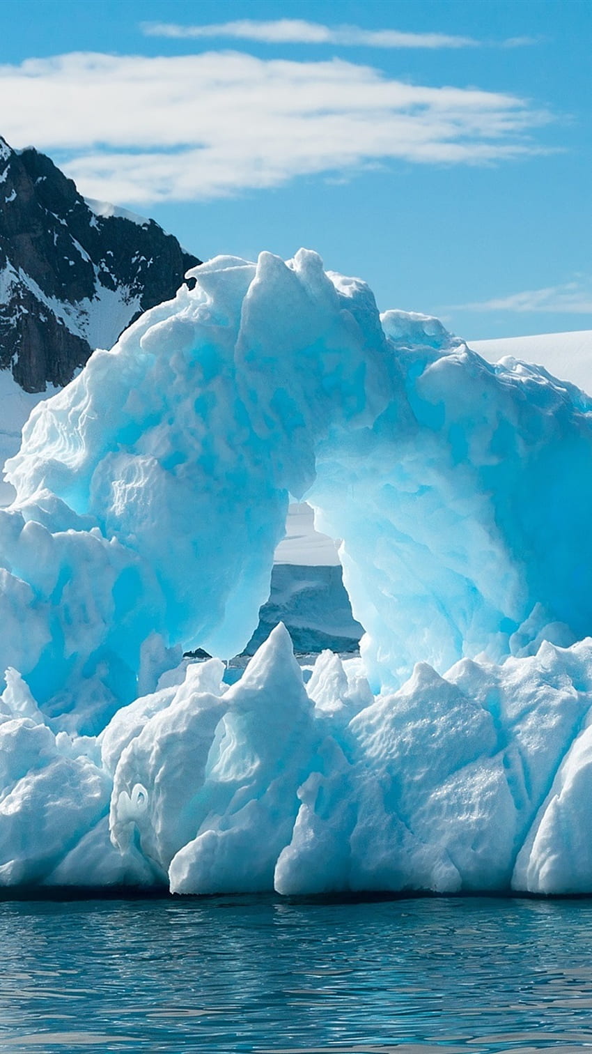 ฤดูหนาว ทะเล ภูเขาน้ำแข็ง หิมะ ภาคเหนือ IPhone 8 7 6 6S พื้นหลัง วอลล์เปเปอร์โทรศัพท์ HD