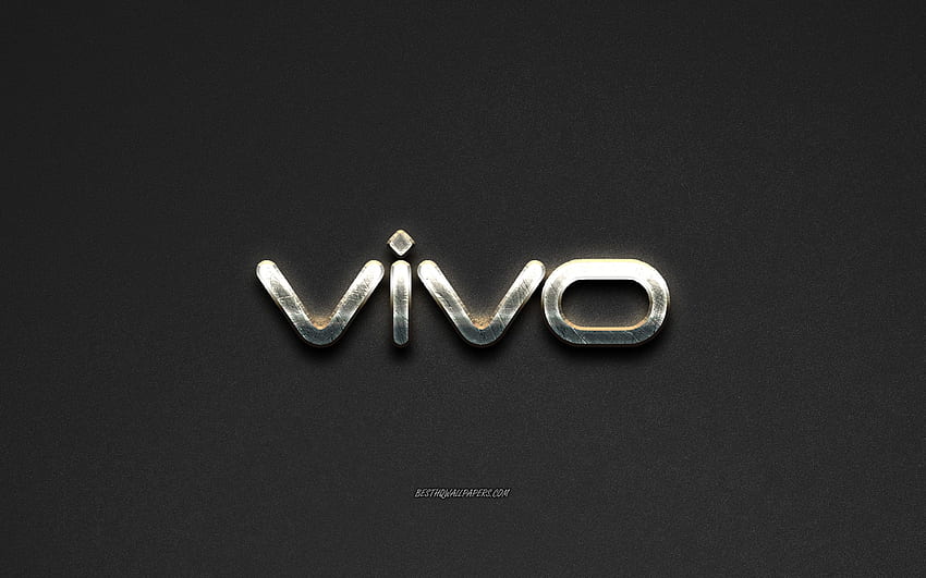 Vivo logosu, çelik logosu, Vivo İletişim Teknolojisi, Vivo akıllı telefonlar, markalar, çelik sanatı, gri taş arka plan, yaratıcı sanat, Vivo, çözünürlüklü amblemler. Yüksek kalite HD duvar kağıdı