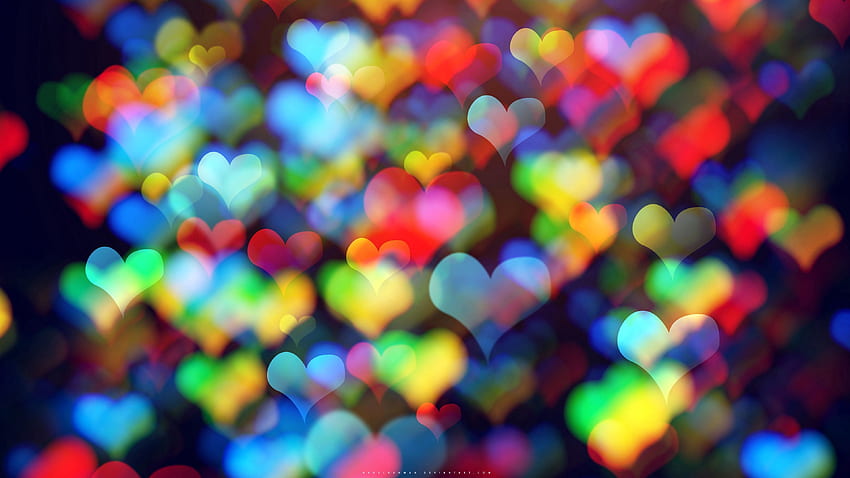 Abstract, Hearts, Multicolored, Motley, Bokeh, Boquet HD wallpaper
