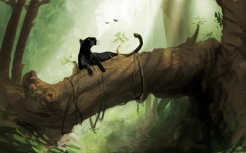 Panther, binatang, hitam, langka, hutan Wallpaper HD