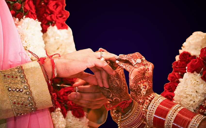 Wedding Ceremony Ring Placing Couple Beautiful - Ring Ceremony - & Background HD wallpaper
