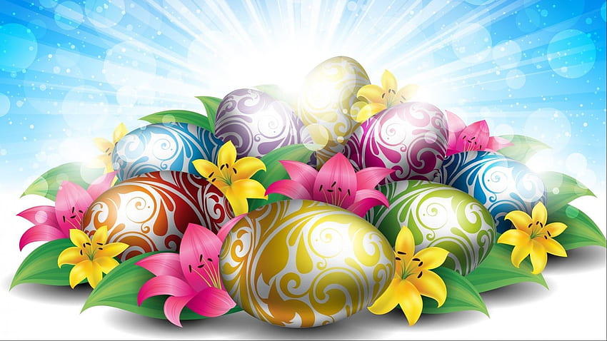 Easter Eggs and Lilies . Background ., Easter Lily HD wallpaper