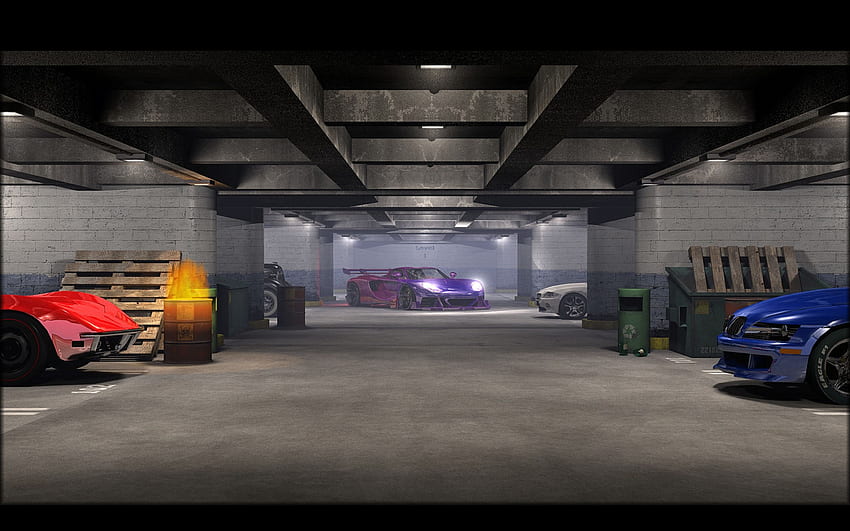 Garage, leere Garage HD-Hintergrundbild