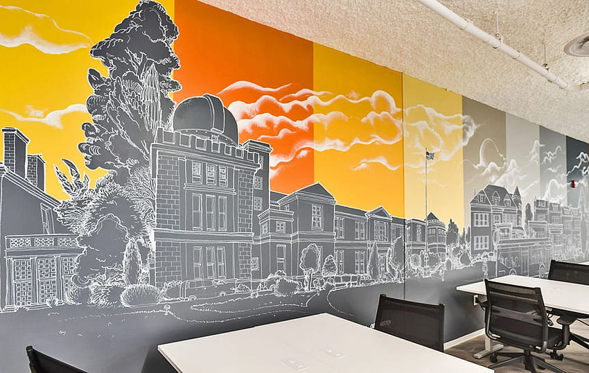 Kredowy mural dla Make Offices w Waszyngtonie. Foto do biura, Biuro Korporacyjne Tapeta HD