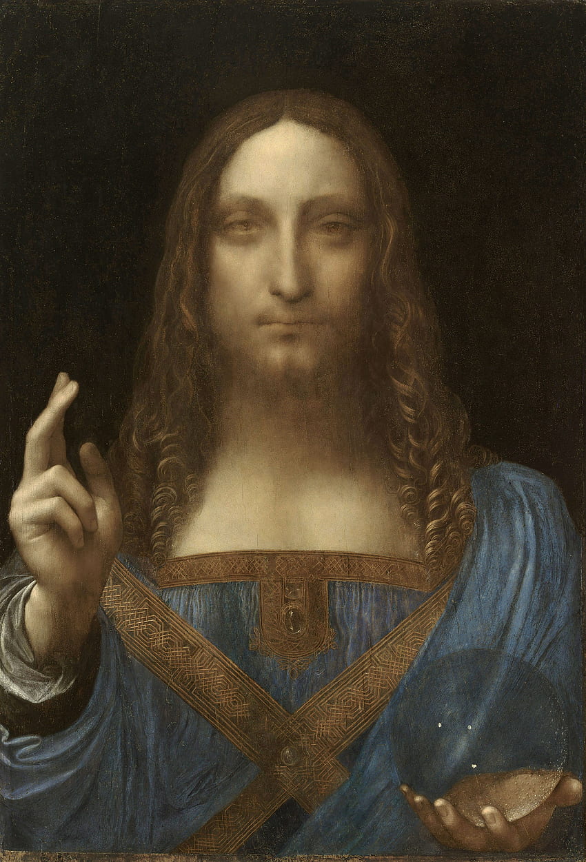 Leonardo da Vinci, Salvator Mundi, c.1500, ceviz üzerine yağ, 45,4 × 65,6 HD telefon duvar kağıdı