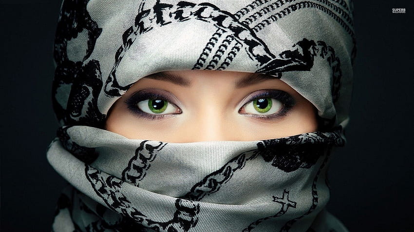 para olhos verdes incríveis de uma garota árabe, garotas árabes papel de parede HD