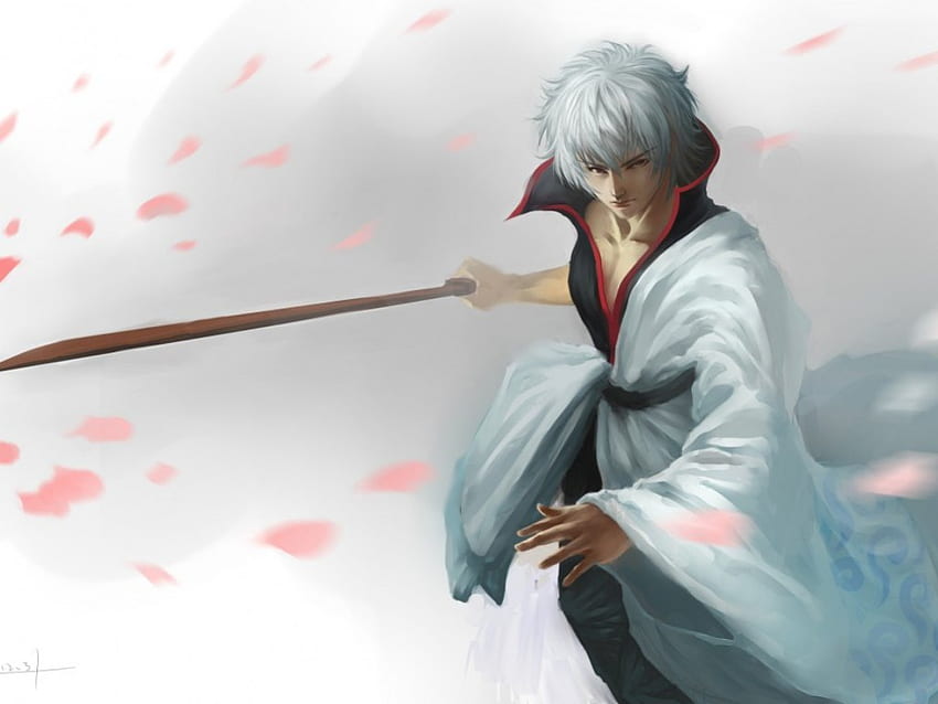 Anime, kimono, miecz, mężczyzna, wojownik Tapeta HD