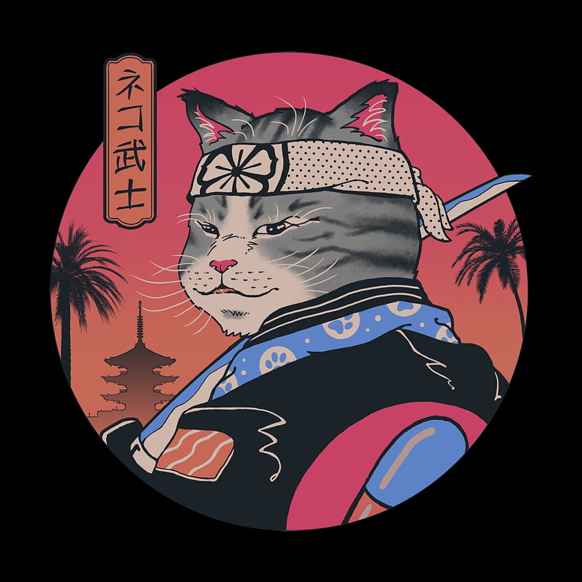 Kot samurajski. Vincent Trinidad Art in 2021. Sztuka japońska, Sztuka japońska, Sztuka kotów, Neko Samurai Tapeta na telefon HD