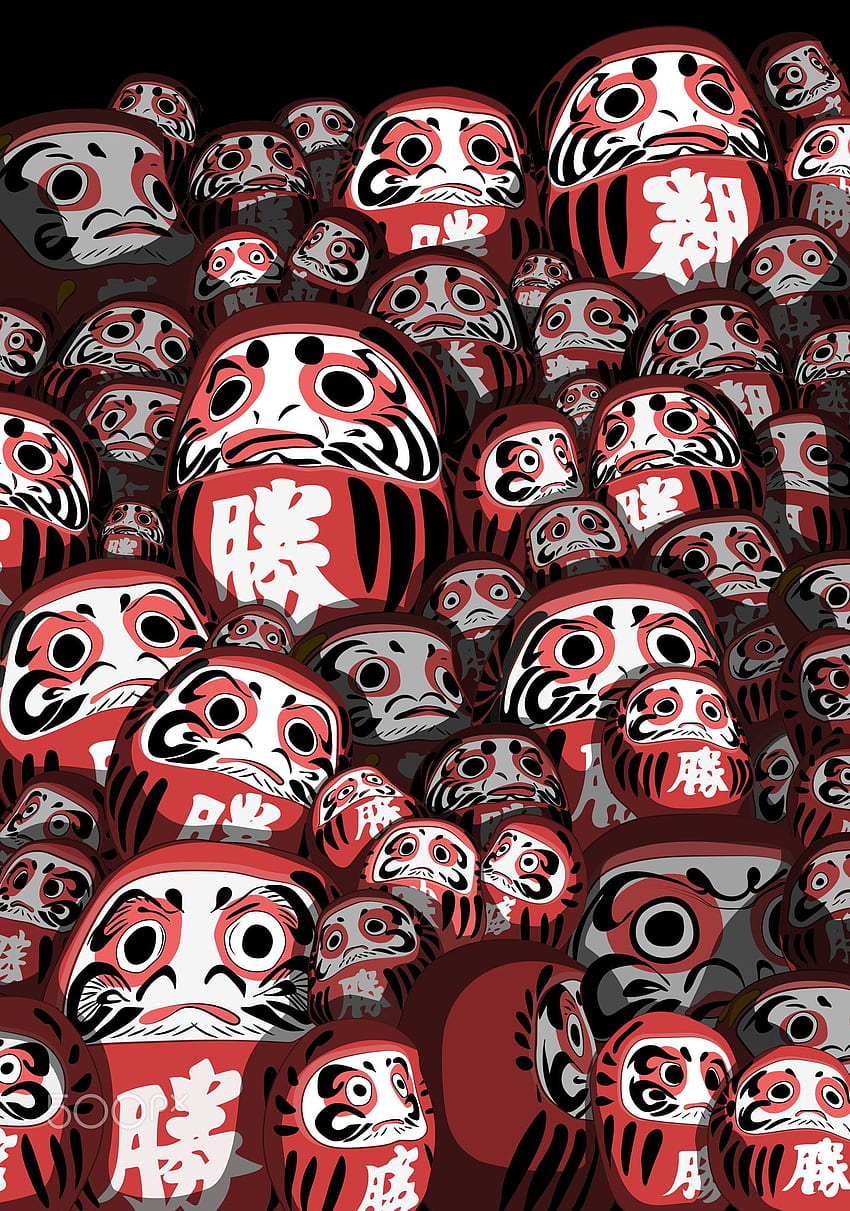 Japońskie lalki w świątyni. Sztuka przenoszona przez krew, lalka Daruma, sztuka japońska Tapeta na telefon HD