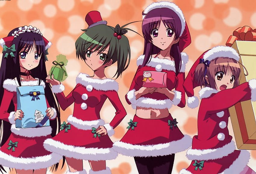 Kobiece stroje Mikołaja, strój Mikołaja, anime, Boże Narodzenie, Boże Narodzenie, dziewczyny z anime Tapeta HD