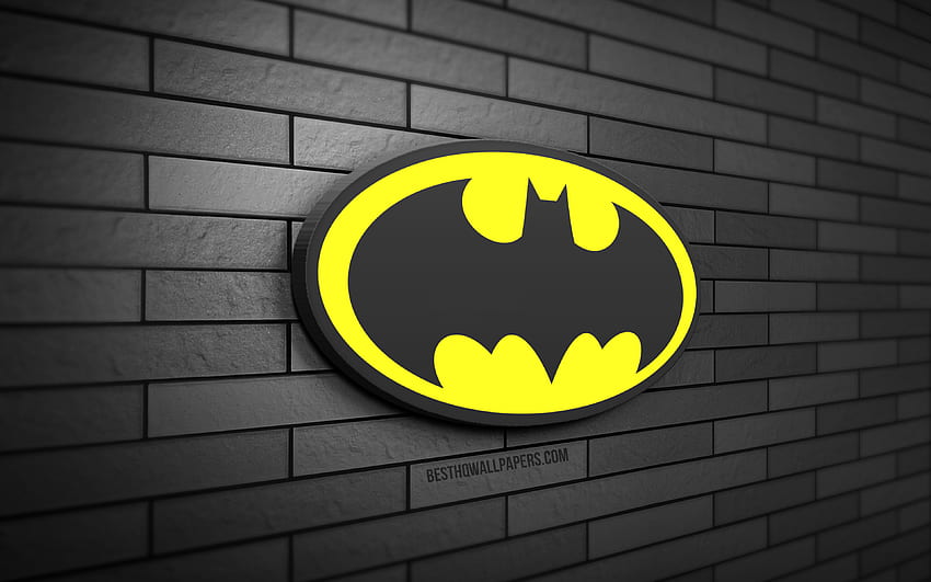 Logo Batman 3D, gris brickwall, créatif, super-héros, logo Batman, art 3D, Batman Fond d'écran HD