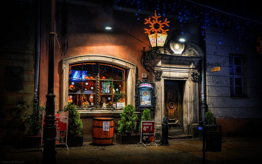 Pub Londoner, 포즈난, 밤, 폴란드, Stary Rynek HD 월페이퍼