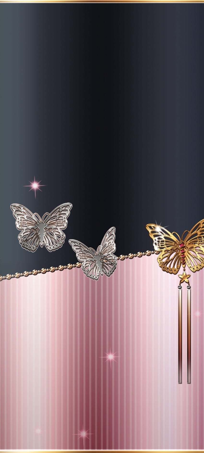 Butterfly_Brooch、ゴールド、蛾と蝶、パステル、ピンク、蝶、金属、高級 HD電話の壁紙