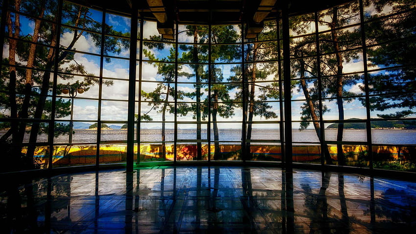 Windows of Museum in South Korea Full and Background, Korean Islands HD wallpaper