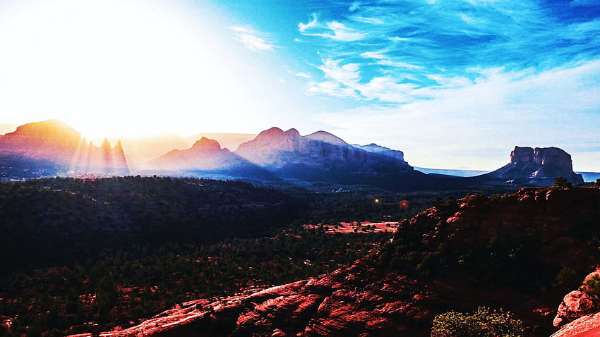 A morning hike in Sedona, Arizona, clouds, desert, sky, mountains, usa HD wallpaper
