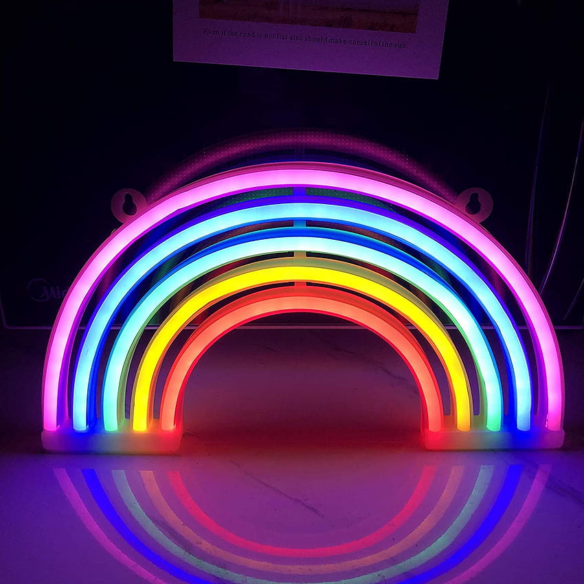 Momkids Rainbow Neon Lights Colorful Led Lights Neon Sign Room Decor Wall Lamp Plug in Battery or USB Powered Hanging Rainbow Night Light for Home Kids Room Girls Bedroom Christmas Decorations, Neon Night Lights HD phone wallpaper