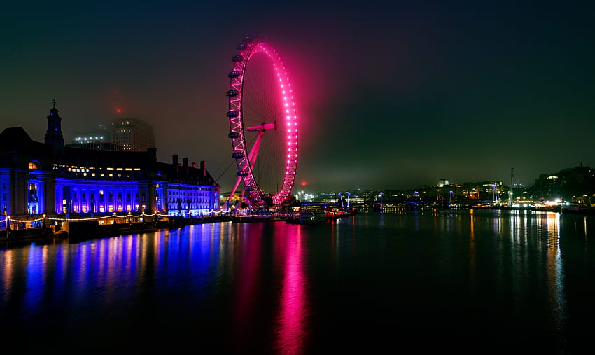 London, Amusement Park, cityscape, waterfront, Ferris wheel HD wallpaper