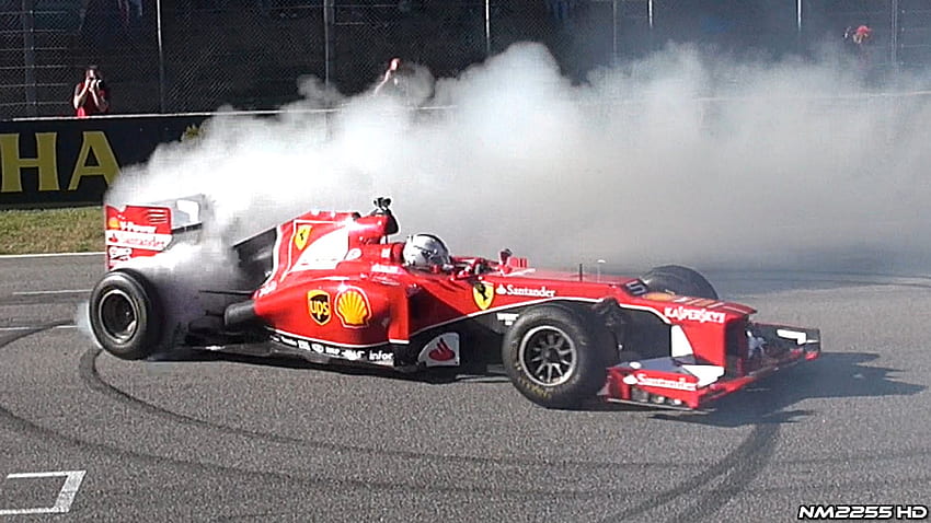 Sebastian Vettel Doing Donuts Burnouts In A Ferrari F Car, F1 Ferrari HD wallpaper