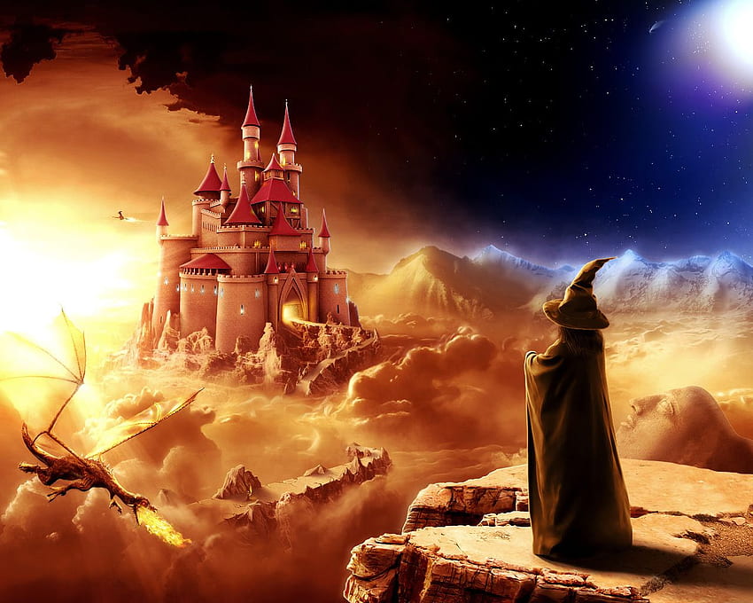 Wizard Castle Dragon . creative and fantasy. HD wallpaper | Pxfuel
