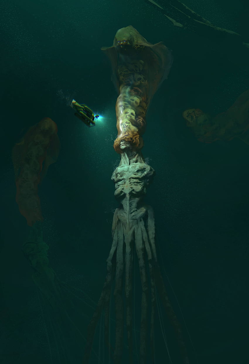 Creepy Creature Sea Abyss Water Horror Skull Underwater - Resolution:, Scary Underwater HD phone wallpaper