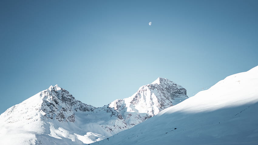 Glacier, mountains, landscape, blue sky, sunny day, nature HD wallpaper