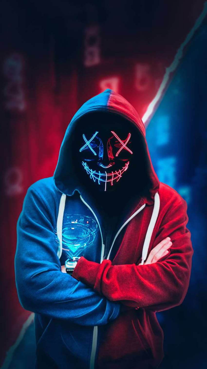 Neon Man, Hooded Person HD phone wallpaper