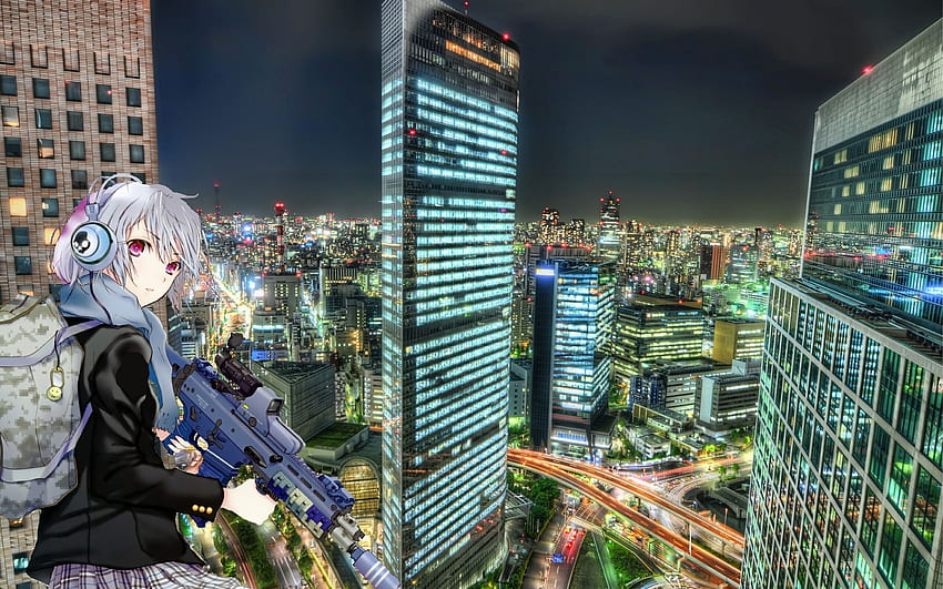Cyberpunk, futuristic, tokyo, skyline, japan, night, gun , Futuristic Tokyo  HD wallpaper | Pxfuel
