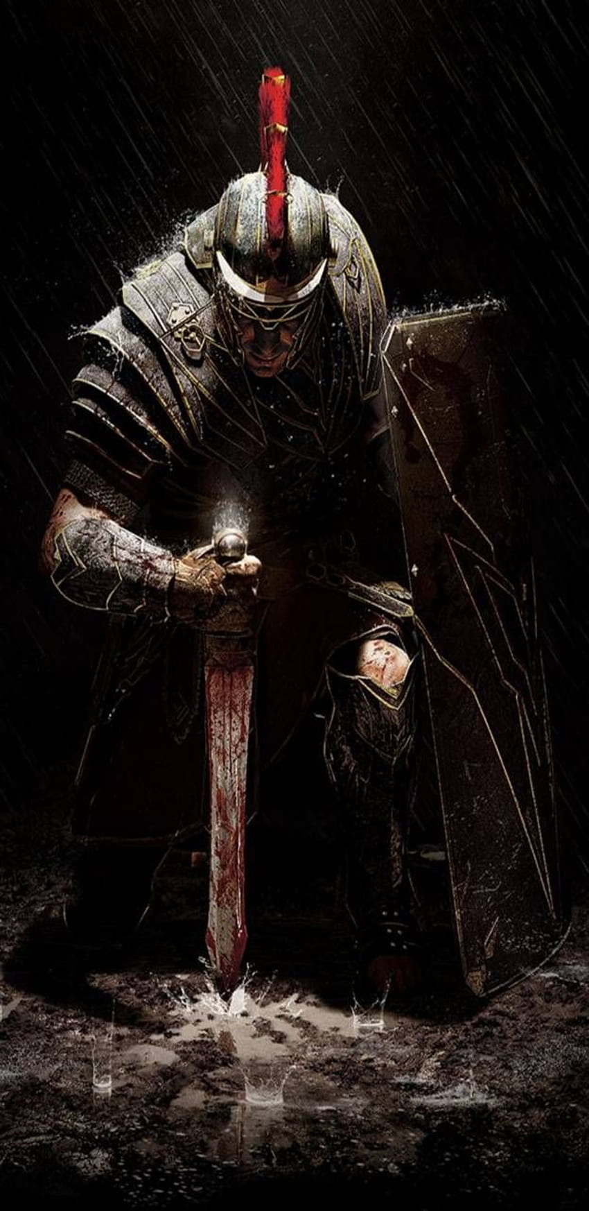 Römischer Soldat kniend, römischer Helm HD-Handy-Hintergrundbild