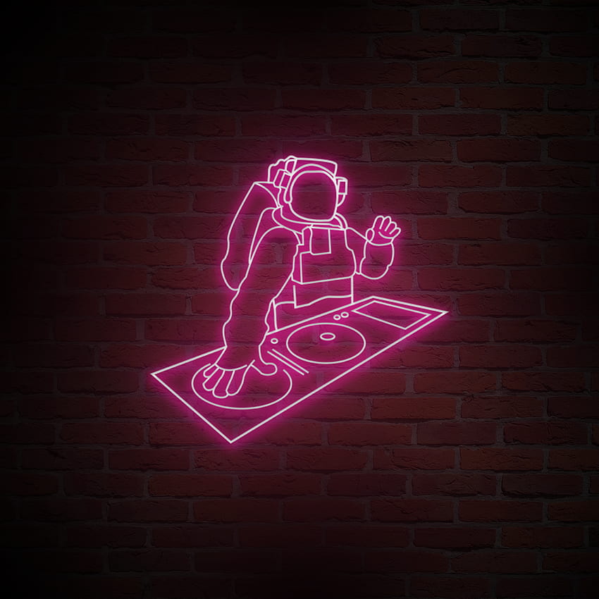 ASTRONAUT DJ' Neon Sign – You Turn Neon, Astronaut Neon Light Fond d'écran de téléphone HD