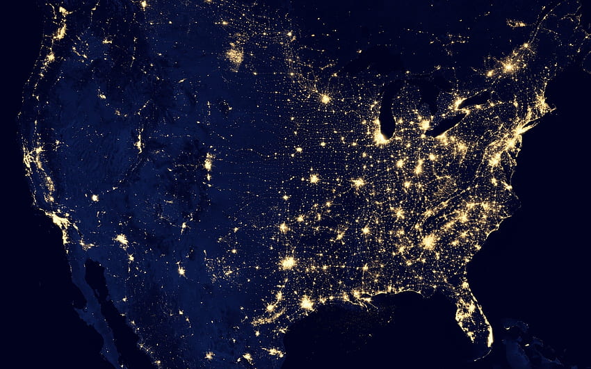 Espace: États de la mer États-Unis Villes Océan Sci Populations Planètes Lumières, Lumières de la Terre Fond d'écran HD