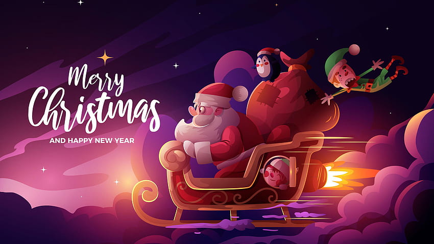 Frohe Weihnachten Weihnachtsmann mit Geschenken Weihnachten HD-Hintergrundbild